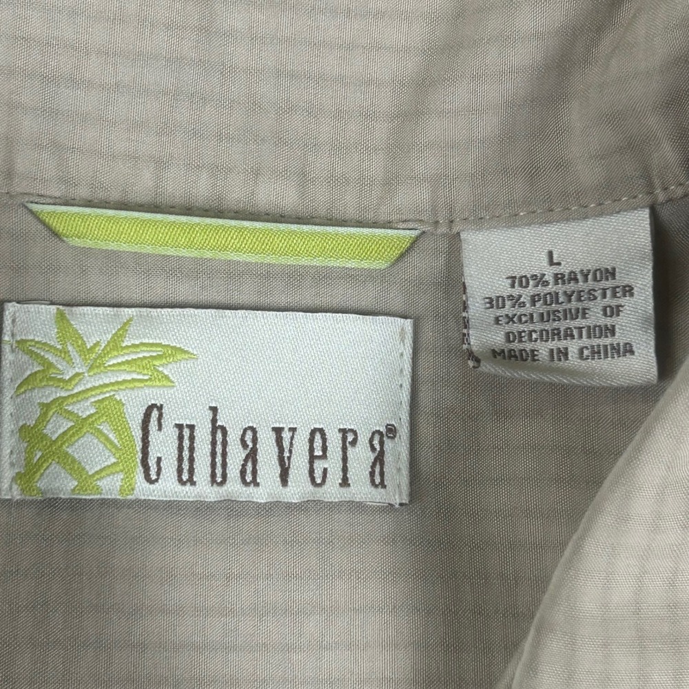 Cubavera Mens Large Tan Rayon Blend Huntington Beachcruisers‎ Graphic Camp Shirt - Picture 9 of 10